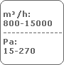 m�/h:
 800-15000
 -------------------------
 Pa:
 15-270