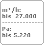 m�/h:
 bis  27.000
 -------------------------
 Pa:
 bis 5.220